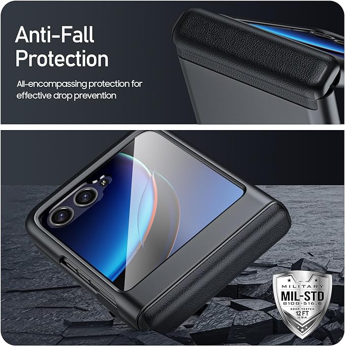 for Motorola Razr Plus 2023 case, Built-in Screen Protector & Hinge Protection & Ultra Thin Matte PC Shockproof Phone Cover Smartphone Case for Moto Razr Plus 2023 (Black)