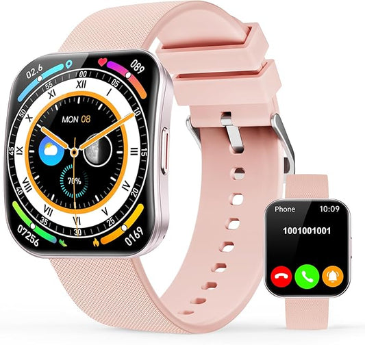 Smart Watch for Men Women, Answer/Make Calls,1.85"HD AMOLED Curved Display Fitness Watch with Blood Pressure Sleep Heart Rate Monitor, AI Dial, AI Q&A,120+ Sports True IP68 Waterproof Smartwatch,Peach