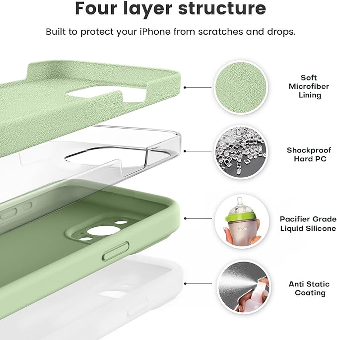 Vooii Compatible with iPhone 15 Pro Max Case, Upgraded Premium Silicone, [Camera Protection] [Soft Anti-Scratch Microfiber Lining] Shockproof Phone Case for iPhone 15 Pro Max 6.7 inch - Matcha