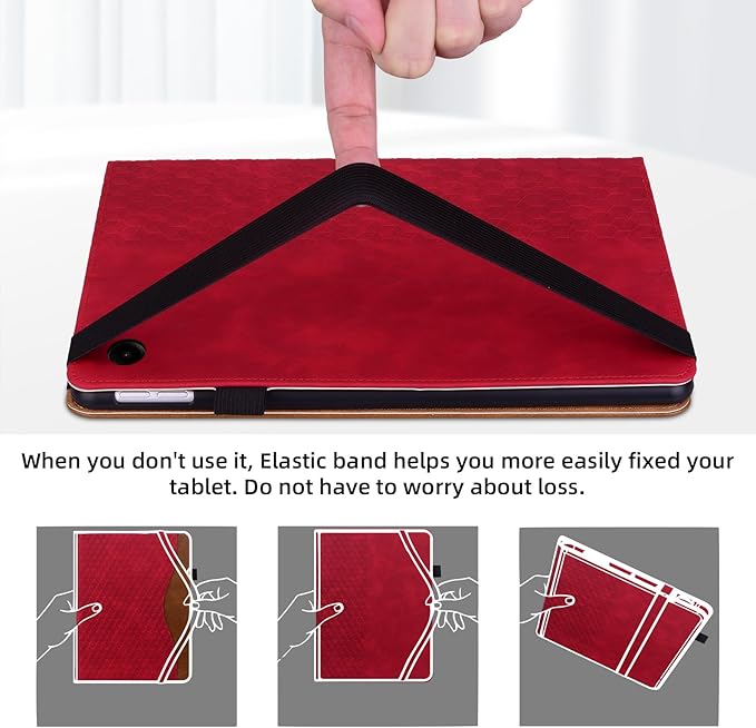 Case for Samsung Galaxy Tab A9 8.7 Inch Cover 2023 PU Leather Cover Multi-Angle Viewing Stand with Card Pocket for Galaxy Tab A9 Case,Red