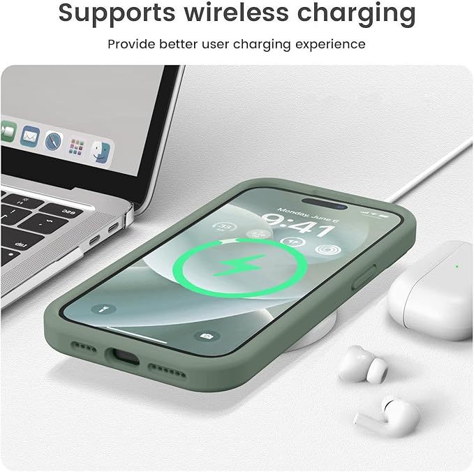 Vooii Compatible with iPhone 15 Pro Max Case, Upgraded Premium Silicone, [Camera Protection] [Soft Anti-Scratch Microfiber Lining] Shockproof Phone Case for iPhone 15 Pro Max 6.7 inch - Cypress