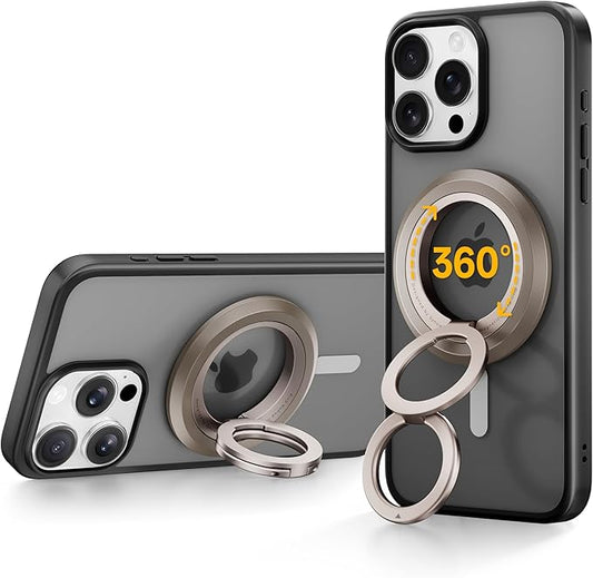 SYNCWIRE Magnetic Phone Ring Holder for MagSafe, 360° Rotation Dual Sided Magnet Grip Cell Phone Ring Stand Finger Kickstand Compatible with iPhone 16 15 14 13 12 Pro Max fits MagSafe - Desert Gold