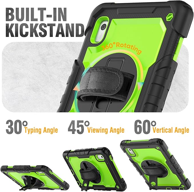 HXCASEAC Case for Lenovo Tab M9 2024/2023 (TB-310FU), with Screen Protector/Rotating Hand Strap/Sturdy Stand, Protective Cover for Lenovo M9 Tablet Case 9 inch, Green