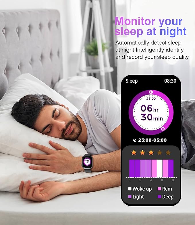 Smart Watch for Men Women with Bluetooth Call,1.9'' HD Full Touch Screen Fitness Watch, 24/7 Heart Rate Monitor, Blood Pressure/SpO2/Sleep Tracker, Waterproof Smartwatch , Compatible Android and iOS