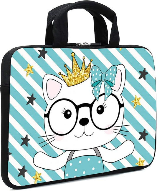 Laptop Sleeve Case 11.6 Inch 12 Inch Neoprene Laptop SleeveNotebook Computer Pocket CaseChromebook CaseTablet Briefcase Carrying Bag Compatible for Men， Women ，Boys， Girls (Cute cat)
