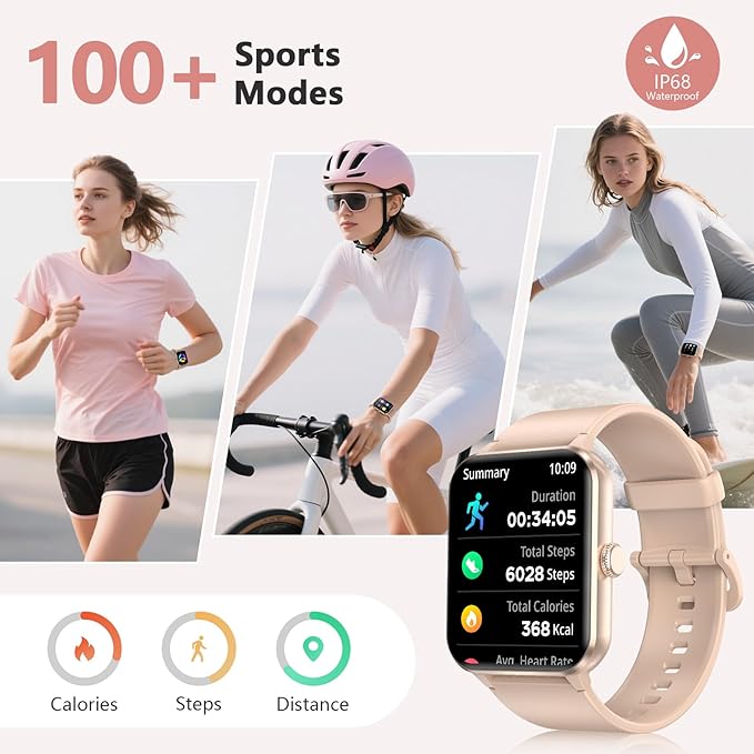 Blackview 2025 Fitness Tracker (Answer/Make Calls), Smart Watch for Men and Women with Heart Rate/SpO2/Sleep Monitor/2 Straps, 100+ Sports Modes, IP68 Waterproof Activity Tracker for Android/iPhone