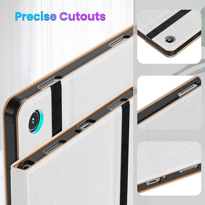 DTTO for Samsung Galaxy Tab A9 Plus 11 inch Case 2023, Premium Leather Business Folio Stand Cover with Hand Strap for Galaxy Tab A9+ 11'' 2023 Model (SM-X210/X216/X218) - Auto Wake/Sleep, White