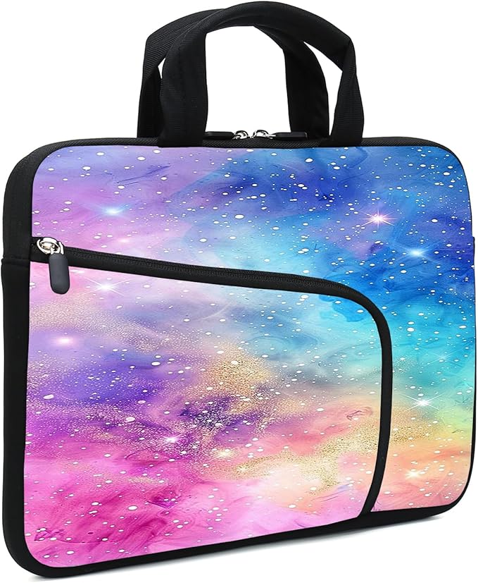 Laptop Sleeve - 11.6-12.2 inches Chromebook, Ultrabook & Tablet Case - Neoprene Handle Sleeve for Men & Women, Two Pockets (Starry Sky)
