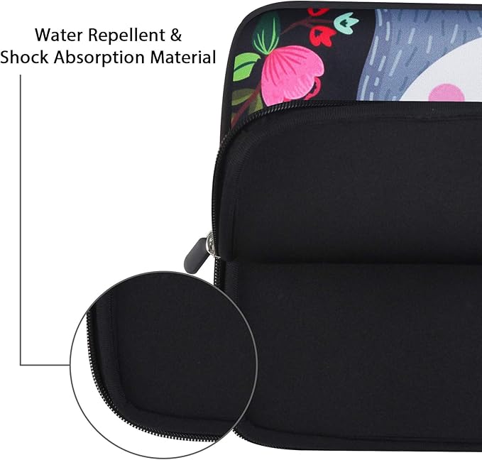 Violet Mist 11 11.6 12 Inch Laptop Sleeve Funny Sloth Pattern Laptop Carrying Bag Case with Handle Cute Protective Neoprene Notebook Tablet Computer Travel Cover Pouch Briefcase, Sloth Floral