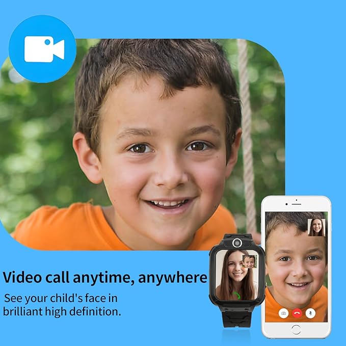 2G Kids GPS Watch, Waterproof Smart Tracker for Boys Girls Ages 3-12 - 2-Way Calling, SOS Button, No Games, 7-Day Battery, Birthday Gift (Black)