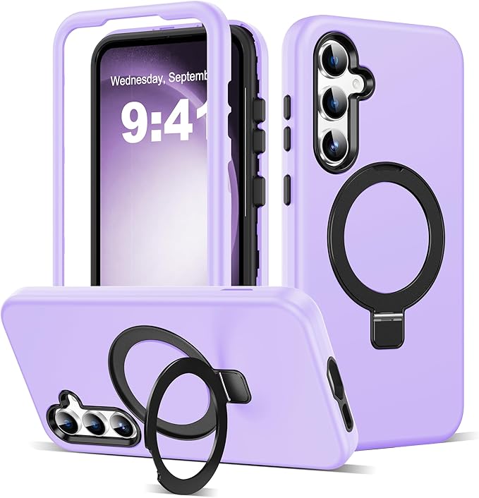 Designed for Samsung Galaxy S23 Plus Case with Magnetic Ring Stand [Compatible with Mag-Safe][Military Grade Drop Protection][Build in Kickstand] S23 Plus Phone Case 6.6",Light Purple