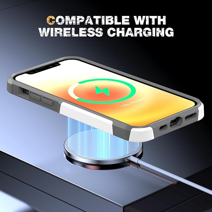 Diaclara Designed for iPhone 12 Case/iPhone 12 Pro Case, [with Privacy Screen Protector] [Anti Spy] [Military Grade Drop Protection] Heavy Duty Full-Body Shockproof Phone Case, White