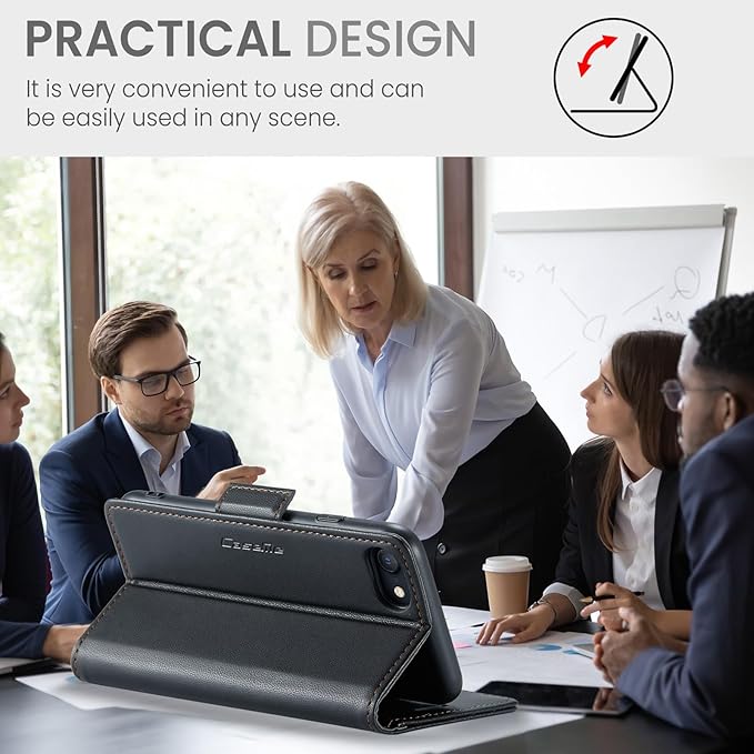 for iPhone SE 2022/3rd/2020/2rd,iPhone 8/7 Case, Premium PU Leather Wallet Case Flip Cover with [RFID Blocking][Card Holder] Shockproof Protective for iPhone SE 2022/2020, iPhone 8/7, Black