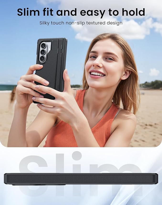 for Galaxy Z Fold 7 Case, Built-in Hidden Kickstand & HD Screen Protector & Hinge Protection, Slim Shockproof Military Grade Drop Protective Phone Case for Samsung Z Fold 7 (Black)