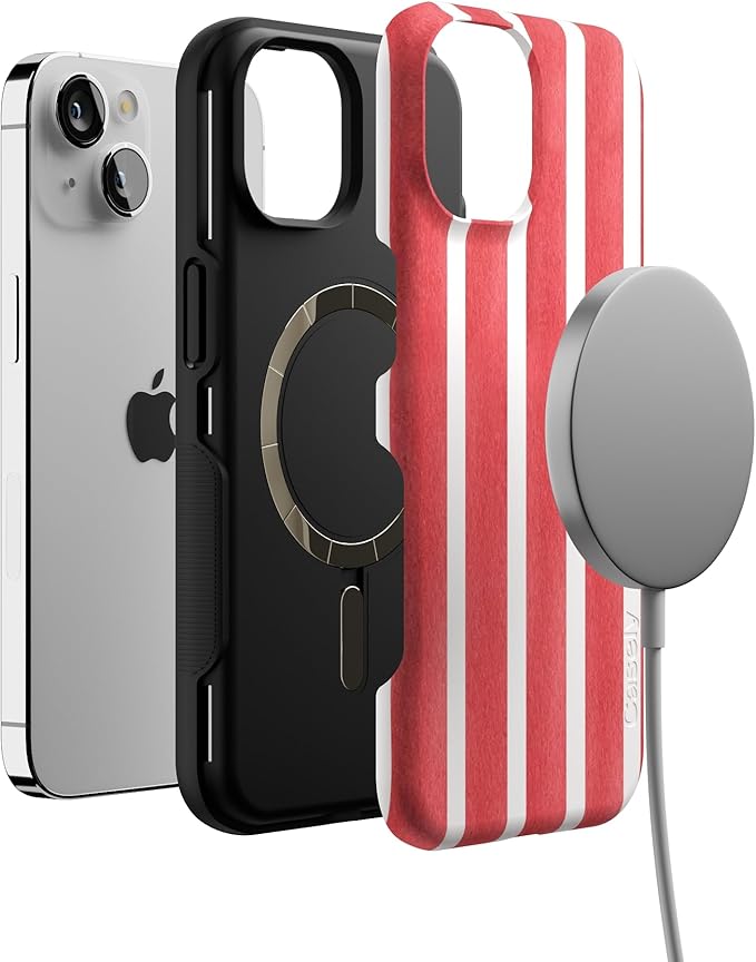 Casely iPhone 14 Case | East Coast Summer | Red Stripes | Compatible with MagSafe | Bold Protective Design