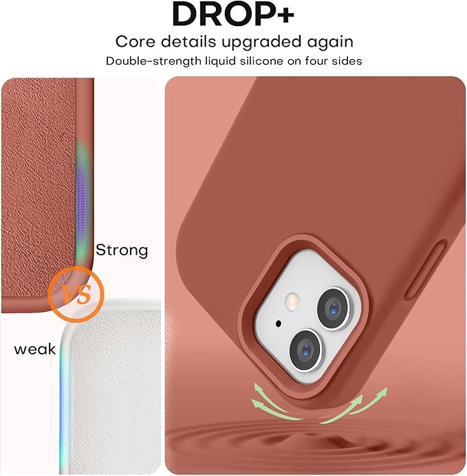 Vooii Compatible with iPhone 12 Case/iPhone 12 Pro Case, Liquid Silicone Upgrade [Soft Anti-Scratch Microfiber Lining] [Shockproof Drop Protection] Phone Case 6.1 inch - Caramel