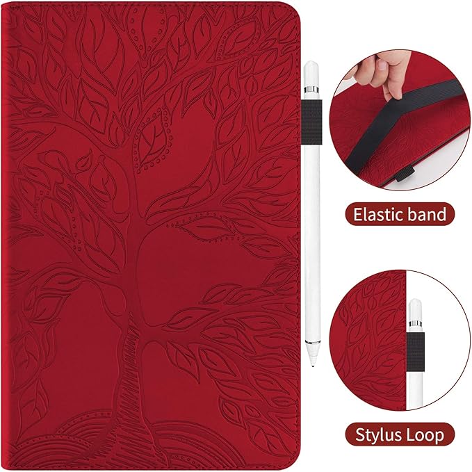 Portfolio Cover for Samsung Galaxy Tab A9 Plus Case 5g 11 Inch, Unique Tree Design with Card Slots, Built-in Magnetic Auto Sleep, Precise Cutouts Compatible with A9+(Sm-X210/X216/X218) Wine Red