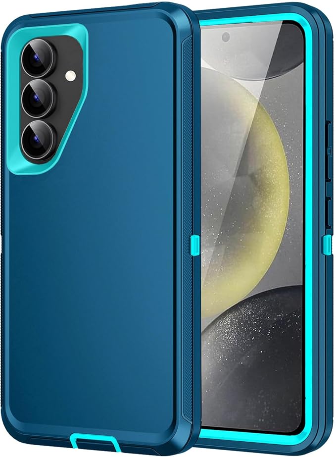 for Galaxy S24 FE 5g Case,Shockproof Dropproof Dustproof 3-Layer Full Body Protection Rugged Heavy Duty High Impact Hard Cover Case for Galaxy S24 FE 6.7 inch,Turquoise