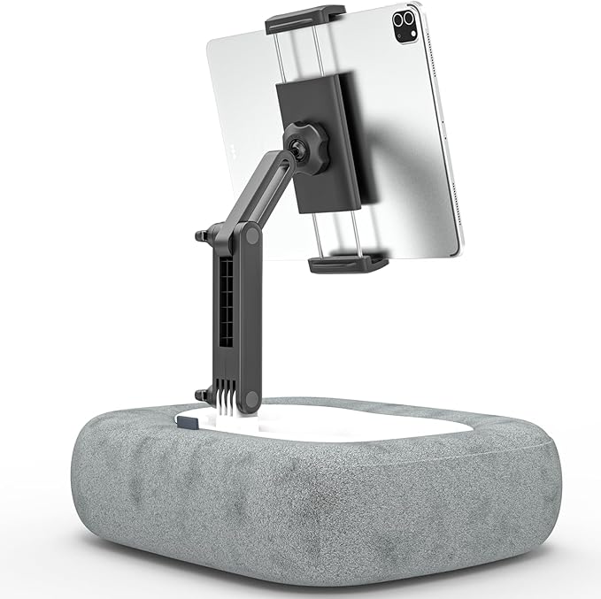 Charchendo Tablet Pillow Stand Soft Plush Fabric With Adjustable Telescopic Arm, 360° Adjustable iPad Stand for Bed, Sofa, Detachable Bowl, Fit for 4"-12.9" Kindle, iPad, Phone/Tablet, Google, Samsung