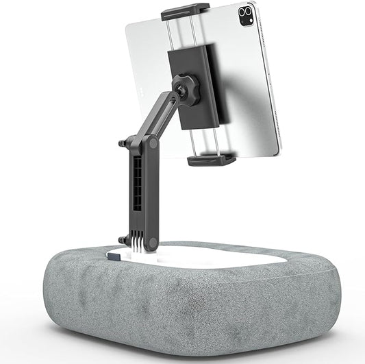 Charchendo Tablet Pillow Stand Soft Plush Fabric With Adjustable Telescopic Arm, 360° Adjustable iPad Stand for Bed, Sofa, Detachable Bowl, Fit for 4"-12.9" Kindle, iPad, Phone/Tablet, Google, Samsung