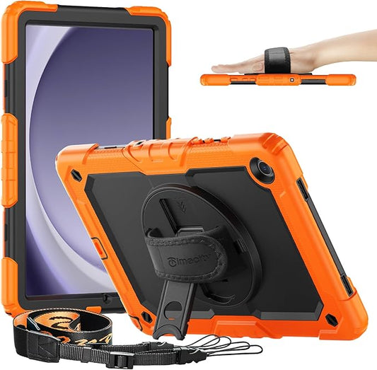 Timecity Case for Samsung Galaxy Tab A9 Plus 11 inch 2024: Sturdy Rugged with Screen Protector, Kickstand, Hand/Shoulder Strap Kids Case for Galaxy Tab A9 Plus/ A9+(SM-X210/X216/X218) - Orange