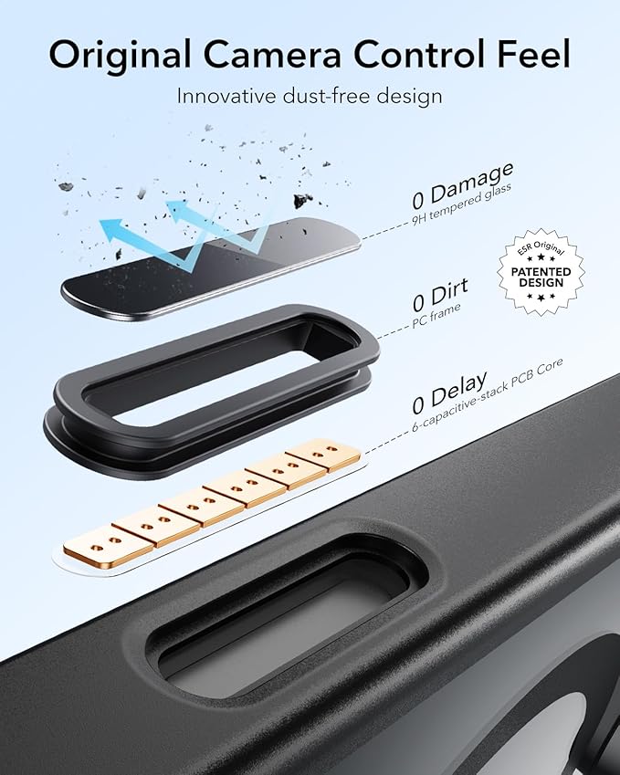 ESR for iPhone 16 Pro Case,Camera Control Button Compatible with MagSafe, Military-Grade Protective Case, Built-in Stash Stand Phone Case, Scratch-Resistant Back Cover, Classic Series, Clear Black