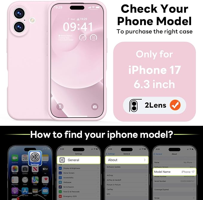 Vooii Magnetic Compatible with iPhone 17 Case (Compatible with Magsafe) (Upgraded Camera Protection) Liquid Silicone Shockproof Full Body Protective Phone Cover for Women Men, Chalk Pink, 6.3"