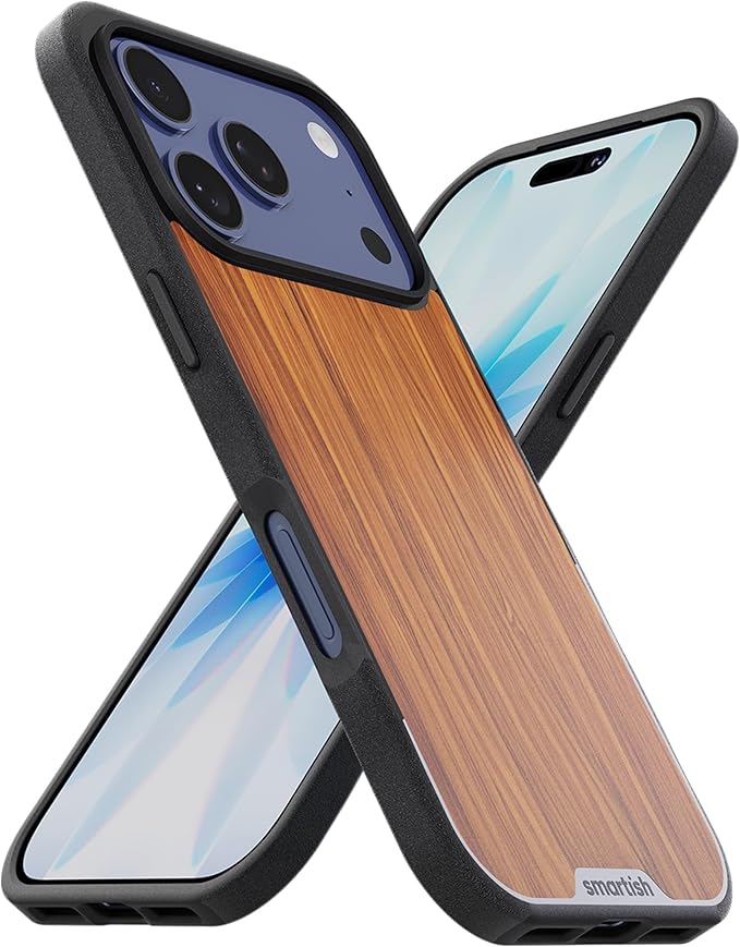 Smartish® iPhone 17 Pro MagSafe Case - Gripmunk Magnetic Slim Case [Lightweight + Protective] Thin Grip Cover with Microfiber Lining for Apple iPhone 17 Pro - Walnut Woods