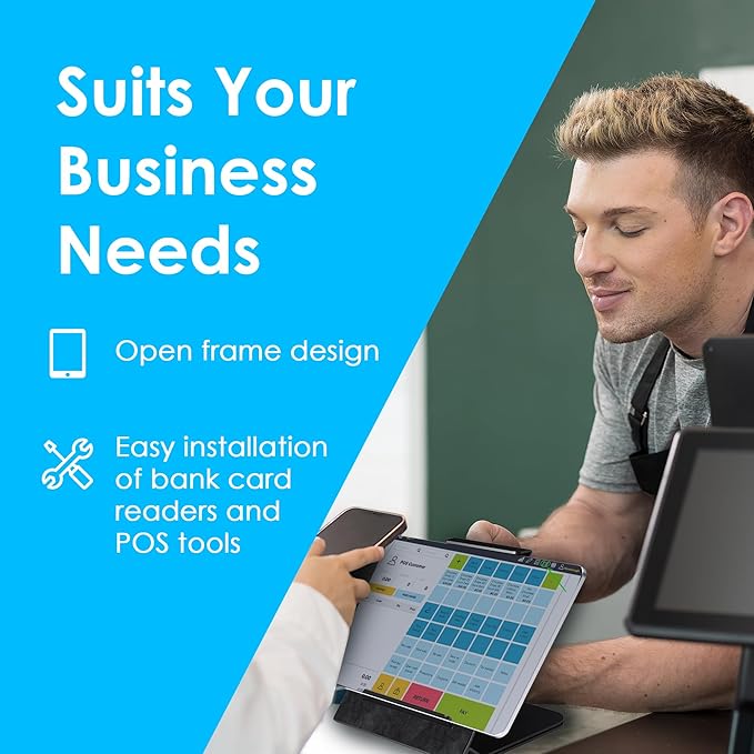 Kiosk Stand Compatible with iPad – Universal Tablet Holder 8-13 Inch, 360 Rotate, Anti-Theft Lock, Desk Accessories, PreDrilled Mounting Holes - Office Desk Accessories, Checkout, Black