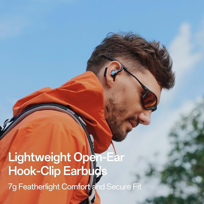 S2 Open Ear Headphones, 7G Ultra-Light Design, Hi-Res LDAC Audio, Triple Water-Resistant, Bluetooth 6.0, Effortless Photography, 32H Playtime, Smart APP, Clear Call, Wireless Sports Earbuds