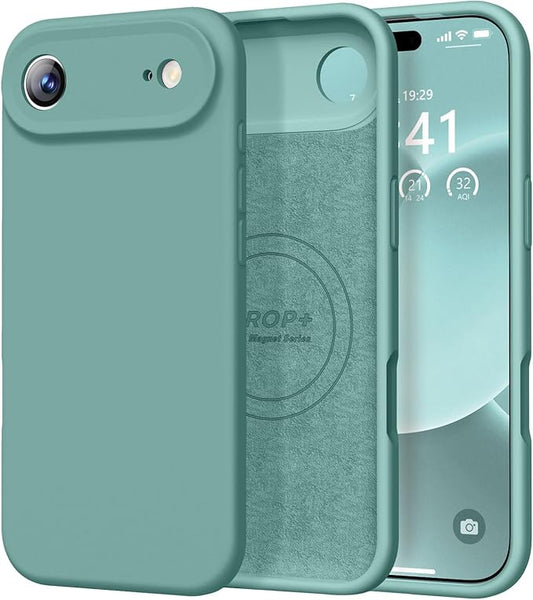 Vooii Magnetic Compatible with iPhone Air Case (Compatible with Magsafe) (Upgraded Camera Protection) Liquid Silicone Shockproof Full Body Protective Phone Cover for Women Men, Pine Green, 6.5"