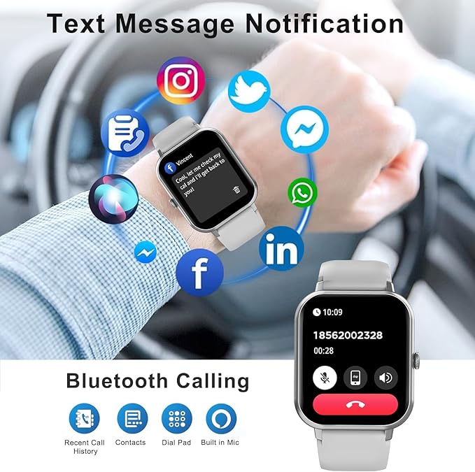 Smart Watch for Men Women Compatible with iOS Android Phone,1.83" Full Touchscreen IP68 Waterproof Smartwatch,Fitness Tracker with Make/Recive Call 123+ Sport Modes Heart Rate/Sleep Monitor