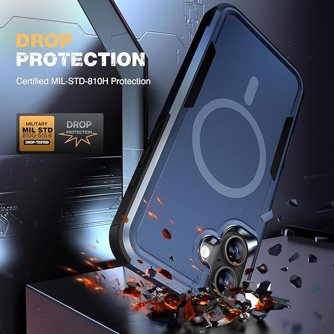 Diaclara Magnetic for iPhone 16 Plus Case, [with Privacy Screen Protector] [Anti Spy] [Military Grade Drop Protection] Heavy Duty Full-Body Shockproof Phone Case, Magnetic Blue