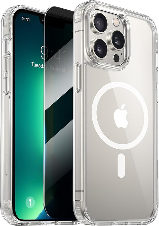 Diaclara Magnetic for iPhone 13 Pro Max Case, [with Privacy Screen Protector] [Anti Spy] [Military Grade Drop Protection] Heavy Duty Full-Body Shockproof Phone Case, Clear