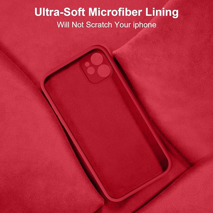 Vooii Compatible with iPhone 11 Case, Upgraded Liquid Silicone with [Flat Edges] [Camera Protection] [Soft Anti-Scratch Microfiber Lining] Phone Case for iPhone 11 6.1 inch - Red