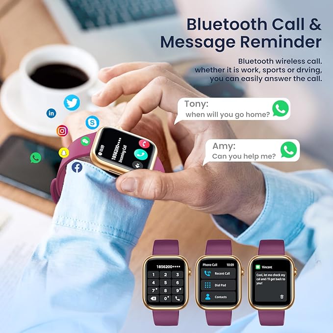 Smartwatch Women Fitness Tracker Watch: Red Smart Watches for Women Make Answer Bluetooth Call Android Phones iPhone Compatible 123+ Sport Modes IP68 Waterproof Digital Pedometer Heart Rate Monitor