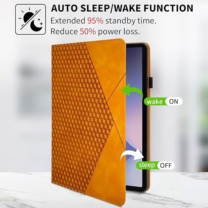 Case for Samsung Galaxy Tab S10 Plus 2024/ S9 FE Plus 5G 12.4 Inch 2023 with Pocket 360° Rotating Multi-Angle Stand Cover Auto Wake/Sleep PU Leather Business Folio Protective Cases, Orange