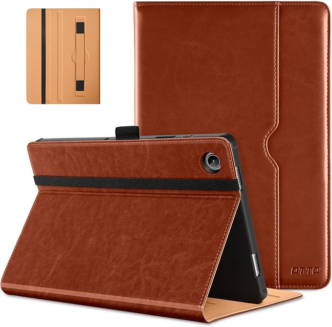 DTTO for Samsung Galaxy Tab A9 Plus 11 inch Case 2023, Premium Leather Business Folio Stand Cover with Hand Strap for Galaxy Tab A9+ 11’’ 2023 Model (SM-X210/X216/X218) - Auto Wake/Sleep, Brown
