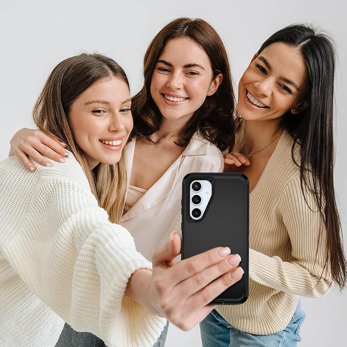 for Samsung Galaxy S24 FE 5G Case Heavy Duty Protective Shockproof Dropproof 3-Layer Full Body Protection [Without Screen Protector] Tough Rugged Case for Galaxy S24 FE,Black