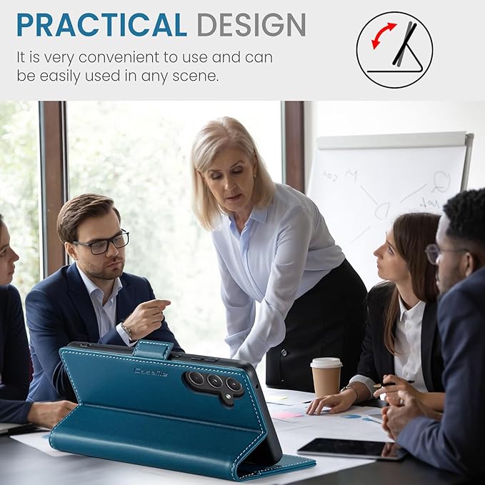for Samsung Galaxy A55 5G Case, Premium PU Leather Wallet Case Flip Cover with [RFID Blocking][Card Holder][Stand Function] Shockproof Protective for Samsung Galaxy A55, Blue