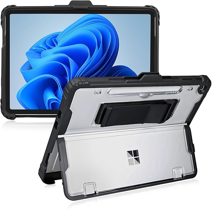 for Microsoft Surface Pro12 Case 1st Edition 12 Inch 2025,Heavy Duty Rugged Protective Tablet Cover, Kickstand Case (Black)