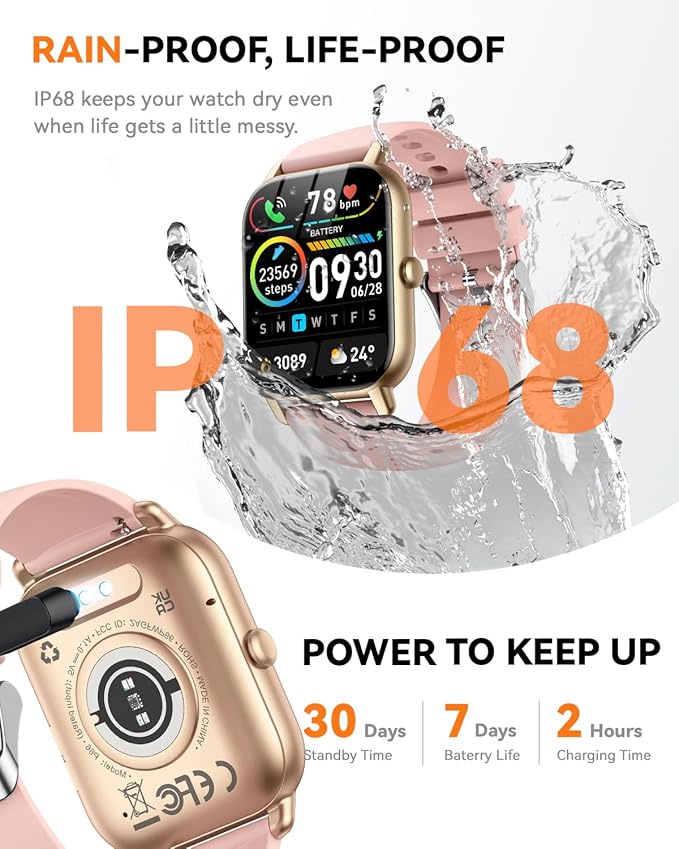 Smart Watches for Men Women(Answer/Make Call), 1.85 inch HD Fitness Tracker Watch with Activity Counter/Sleep Monitor/ 110+ Sports Modes, IP68 Waterproof Smart Watch for Andriod iPhone iOS Compatible