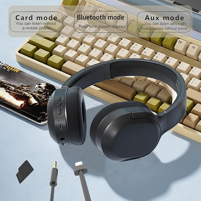 Wireless Active Noise Cancelling Headphones, Comfortable Protein Ear Pads, Built-in Mic, 30H Playtime, Bluetooth 5.3, Over Ear Deep Bass Lightweight Headset for Travel, Home, Office(Black)