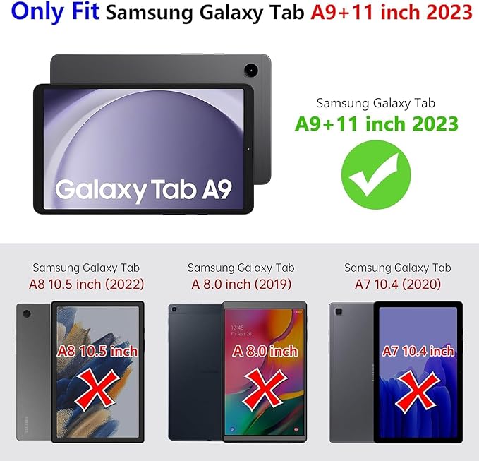 ZtotopCases for Samsung Galaxy Tab A9+ / A9 Plus 11'' 2023 (SM-X210/X216/X218), Shockproof Hard Duty Case with Screen Protector+360 Rotating Hand Strap&Stand+Shoulder Strap for Tab A9+ Tablet, Orange