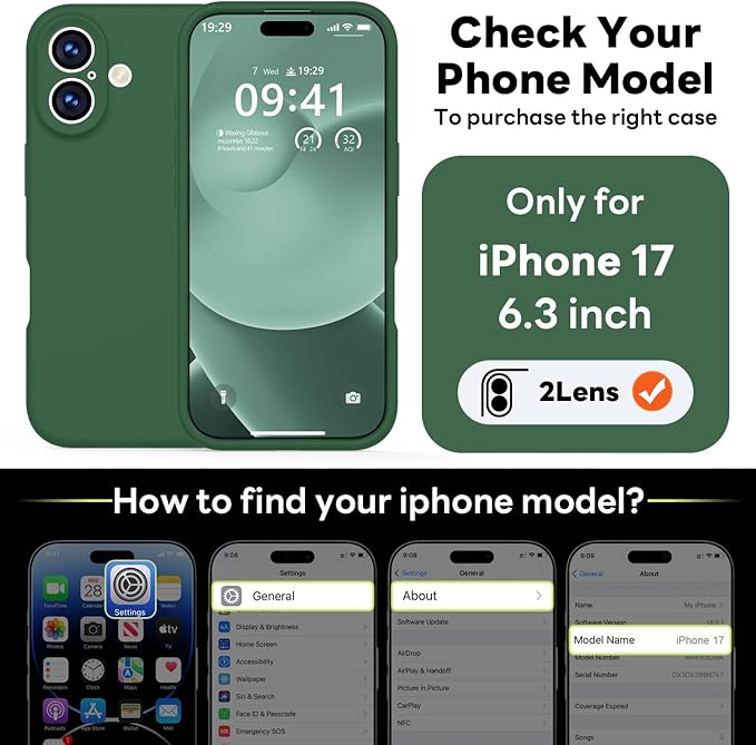 Vooii Magnetic Compatible with iPhone 17 Case (Compatible with Magsafe) (Upgraded Camera Protection) Liquid Silicone Shockproof Full Body Protective Phone Cover for Women Men, Green, 6.3"