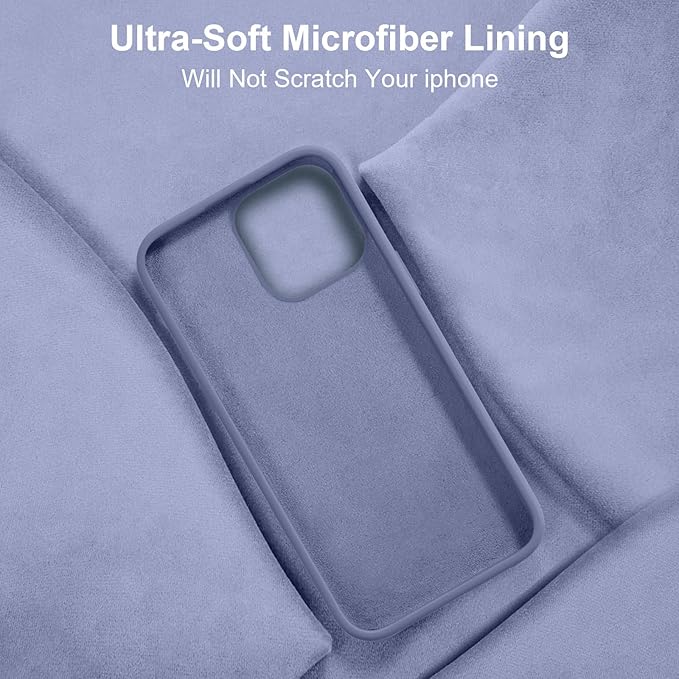 Vooii Compatible with iPhone 14 Case,[Silky Touch Premium Liquid Silicone] [Soft Anti-Scratch Microfiber Lining], Ultra Slim Shockproof Protective Case for iPhone 14 - Lavander Grey