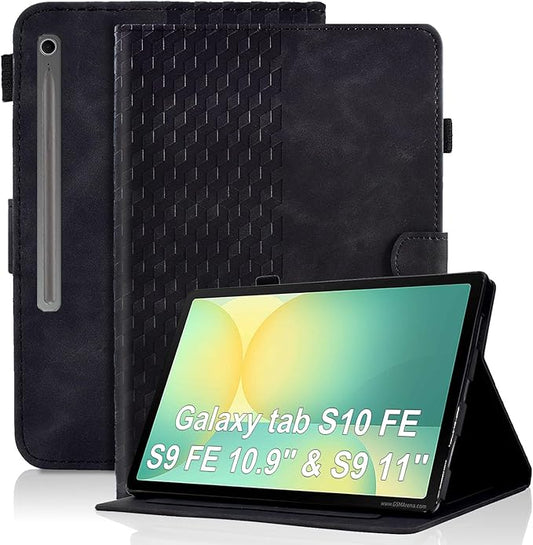 Case for Samsung Galaxy Tab S10 Lite/ S10 FE/ S9 FE 5G 10.9 Inch/Tab S9 11 Inch, Magnetic PU Leather Folio Adjustable Stand Shell Foldable Card Holder Multi-Angle Woman Man,Black
