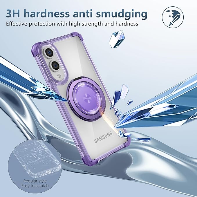 for Samsung Galaxy S25 Edge Case Compatible with MagSafe Magnetic,with Screen Protector,with Kickstand Ring Military Grade Drop Heavy Duty Protection Shockproof for S25 Edge Phone Case Purple