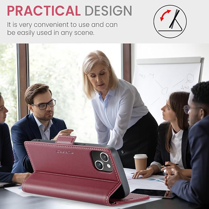 for iPhone 14 Plus Case, Premium PU Leather Wallet Case Flip Cover with [RFID Blocking][Card Holder][Stand Function] Shockproof Protective for iPhone 14 Plus 6.7", Red