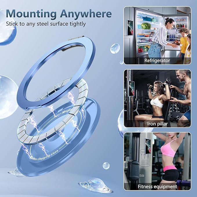 for Samsung Galaxy S22 Ultra Case Compatible Wireless Charging Magnetic,with Screen Protector,for S22Ultra Phone Case with 360°Stand Ring Military Grade Shockproof Heavy Duty Protection Blue